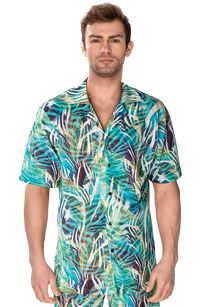 Męska Koszulka plażowa-Zielony + Wzór-
